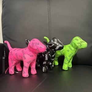 Pink Dog Plush Toy Set - Black, Pink, Green
